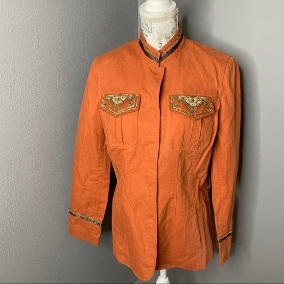 Votre Nom Paris Size 8 Medium Orange Blazer Jacket - Picture 1 of 4